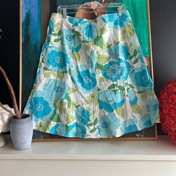 Y2K Floral A-Line Skirt - Blue and Green - Picture 15 of 15